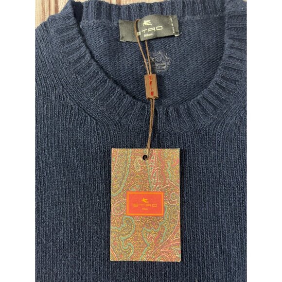Etro Milano Herren wool Sweater Pullover sz 2XL color Navy NWT mspr $698 Italy - Picture 3 of 12